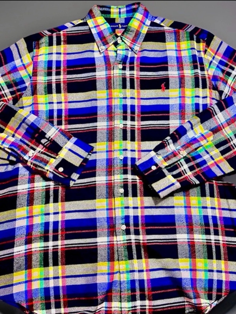 Ralph Lauren Navy Multicolor Plaid Button-Down Shirt